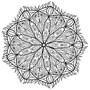 Mandala flower coloring raster for adults