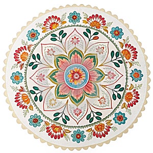 Mandala flower pattern design isolated on white photo