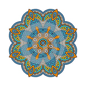 Mandala flower zentangl. Doodle drawing. Round ornament