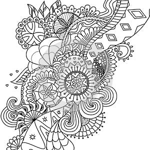 Mandala flowers for coloring book for adults or background
