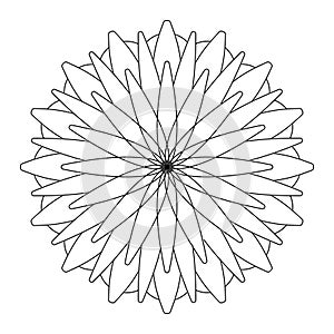Mandala frame line vector. A symmetrical monochrome round ornament.
