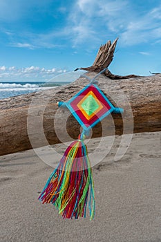 Mandala God Eye Mexican Huichol Crafts in Sayulita Mexico Beach.