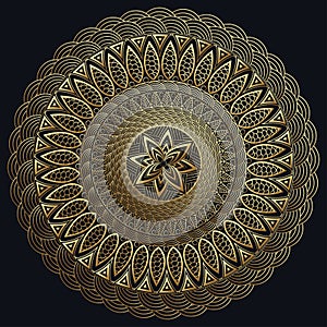 Mandala gold, Fine carv. Round Ornament Pattern. Vintage decorative elements.