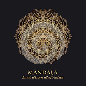 Mandala vector round ornament luxury design. Golden ethnic element photo