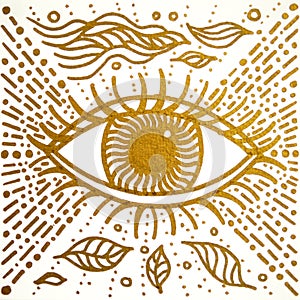 Mandala golden third eye drawing art illustration design painting