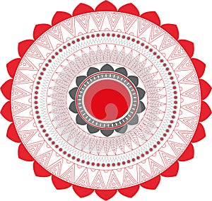 MANDALA GRAY AND RED