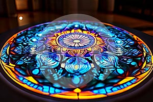 mandala hologram intricate circular pattern with repeating eleme photo