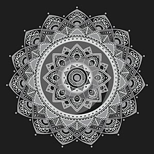 Mandala. Indian antistress medallion. Abstract islamic flower, arabic henna design, yoga symbol.
