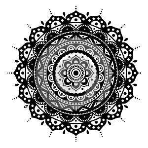 Mandala. Indian antistress medallion. Abstract islamic flower, arabic henna design, yoga symbol. photo