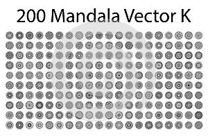 Mandala k various mandala collections - 200 set yoga pattern vectors photo
