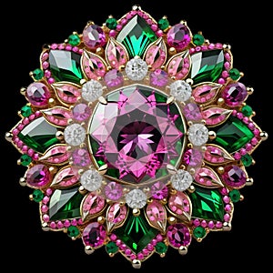 mandala-like gemstones brooch