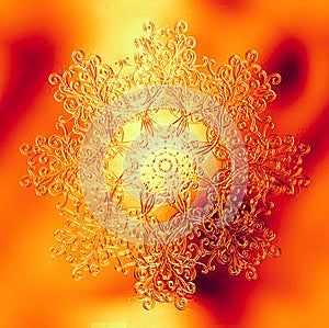 Mandala made of sacred ornamental tree of life symbol, metal effect.