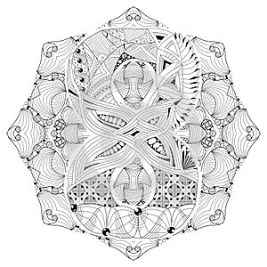 Mandala with numero eight for coloring. Vector decorative zentangle photo