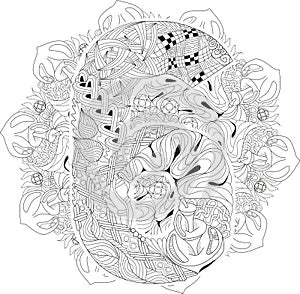 Mandala with numero six for coloring. Vector decorative zentangle photo