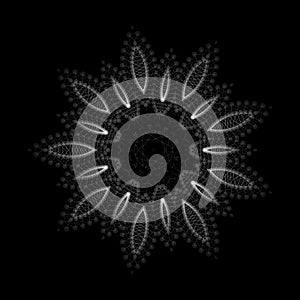 Mandala, oriental vector ornament. Abstract linear flower. Indian, ethnic round drawn pattern. Vector circular geometric