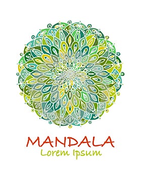 Mandala ornament, green pattern for your design