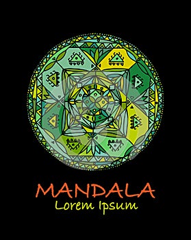 Mandala ornament, green pattern for your design