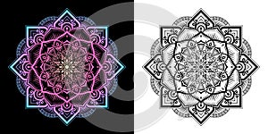 Mandala pattern in 2 type of modern Thai style