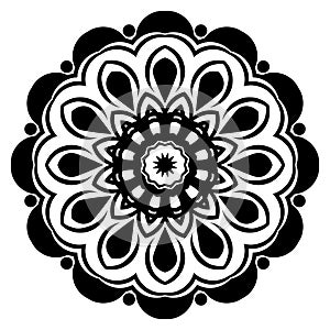 Mandala pattern black a background. Vector illustration. Meditation element for India yoga. Ornament for decorating. Oriental, gif