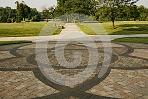 Mandala pattern on floor of outdoor amphitheater