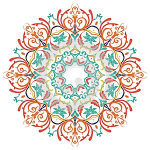 Mandala. Round Colored Ornament Pattern.