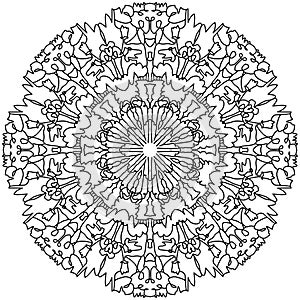 Mandala, scribble drawing doodle, vector drawing of weird shapes for coloring book