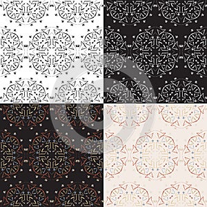 MAndala Seamless monochrome Patterns set photo