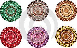 Mandala set. Psychedelic circle ormanent
