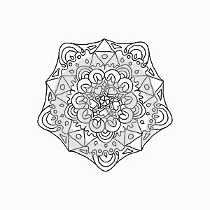 Mandala spiritual symbol geometric pattern elegant. mandala drawn by hand, geometric, hearts, triangles, arcs