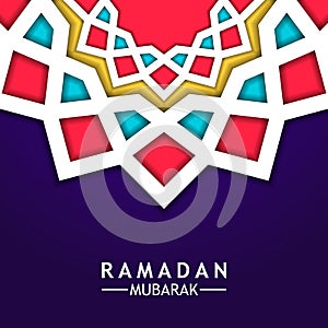Mandala star geometrical pattern with simple pop color and 3D paper cut style ramdan mubarak