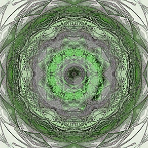 Mandala suitable for meditational in light green, white and teal colors photo