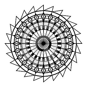 Mandala design with sharp sword ornaments.