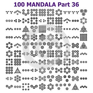 Mandala tattoo collections, flowers-vegetation, anti-stress. Vector flowers pattern design.