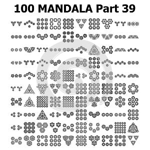 Mandala tattoo ornamental ethnic pack collection set. Floral art design vector.