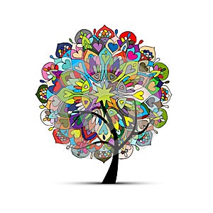 Mandala tree, floral sketch for your design photo