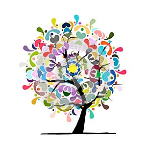 Mandala tree, floral sketch for your design