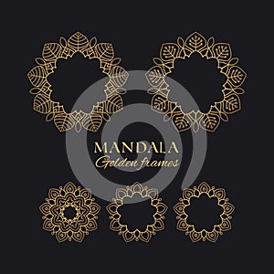 Mandala vector geometric round frames set. Collectiond of oriental luxury ornaments