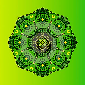 Mandala. Vector ornament, green round decorative element for your design