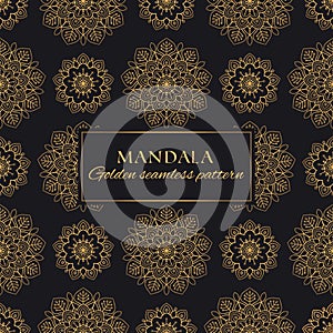 Mandala vector seamless pattern. Luxury ornate background with golden arabic elements