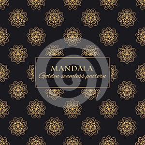 Mandala vector seamless pattern. Luxury ornate background with golden arabic elements