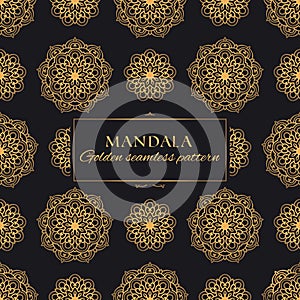 Mandala vector seamless pattern. Luxury ornate background with golden arabic elements