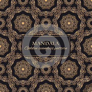 Mandala vector seamless pattern. Luxury ornate background with golden arabic elements