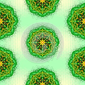 Mandala Zen Greenery Seamless Pattern Design Vector Art
