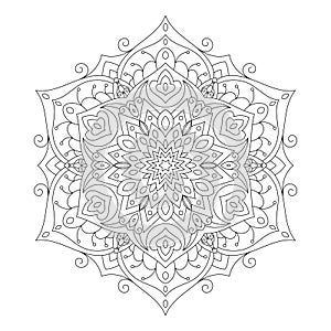 Mandala. Zentangle inspired zen doodle illustration with tribal boho chic ornaments.