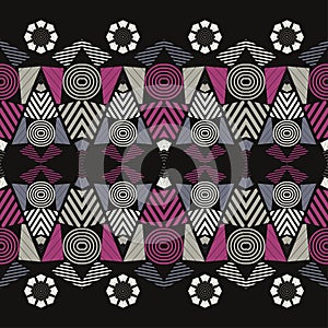 MandalaMandala. Ethnic mandala with colorful tribal ornaments. Seamless pattern. Design with manual hatching. Isolated.