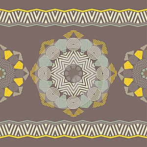 MandalaMandala. Ethnic mandala with colorful tribal ornaments. Seamless pattern. Design with manual hatching. Isolated.