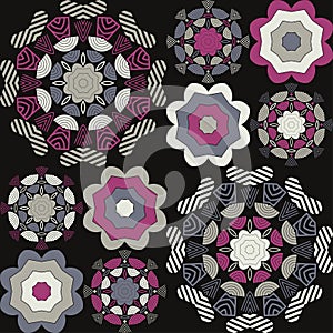 MandalaMandala. Ethnic mandala with colorful tribal ornaments. Seamless pattern. Design with manual hatching. Isolated.