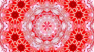 Mandalas, bright lights that govern the movements of delicate colors with waves of beautiful flower shapes,red backgrounds