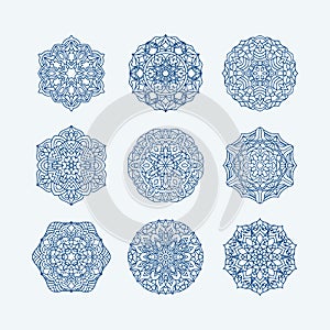 Mandalas collection. Round Ornament Pattern. Vintage decorative elements. Hand drawn background. Islam, Arabic, Indian, ottoman