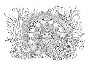 Mandalas, herb, leaves and flowers